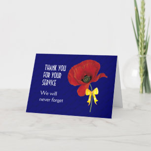 Poppy   Veterans    Never Forget   REMEMBRANCE DAY Thank You Card