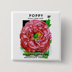 Poppy Vintage Seed Packet 15 Cm Square Badge