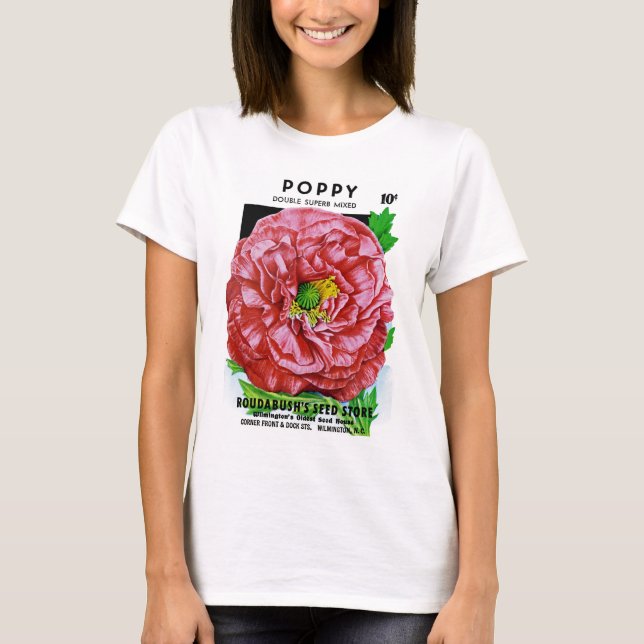 Poppy  Vintage Seed Packet T-Shirt (Front)