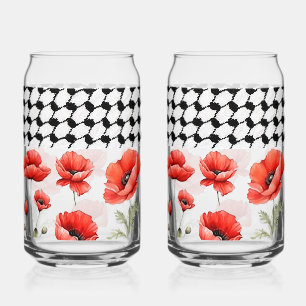 Poppy w/Palestinian Hattah Can Glass Set