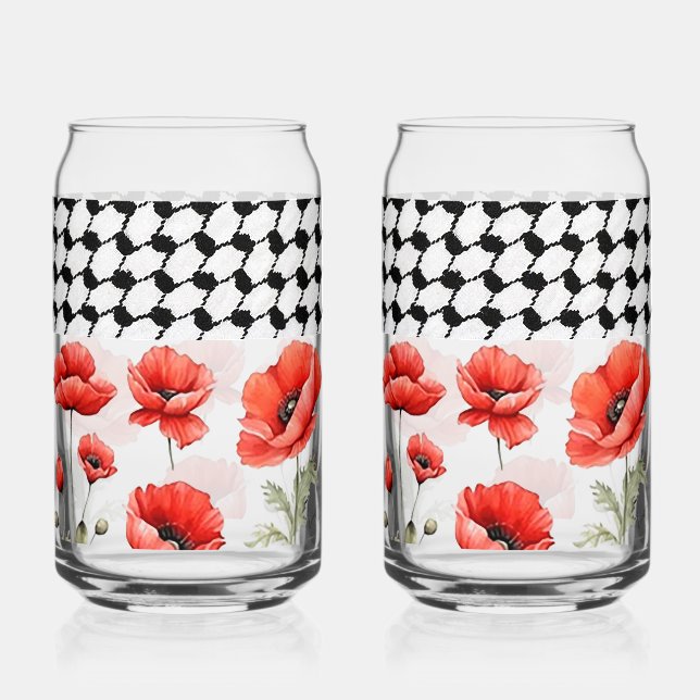 Poppy w/Palestinian Hattah Can Glass Set (Front)