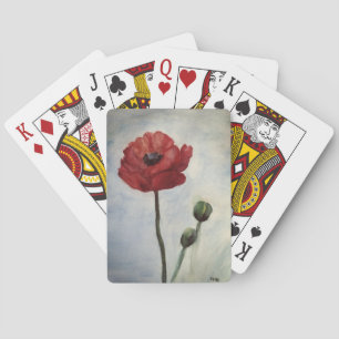 Poppy Watercolor art Poker Playing Cards