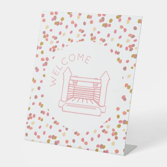 Poppy Watercolor Dots Bounce Welcome sign (Front)