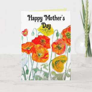 Poppy Watercolor Flower Floral Mothers Day Card