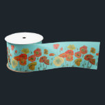 Poppy Watercolor Orange Red Aqua Pretty floral Satin Ribbon<br><div class="desc">Poppy Watercolor Orange Red Aqua Pretty floral Satin Ribbon. Designed from my original watercolor painting,  this makes a sumptuous ribbon!</div>