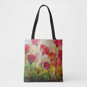  Poppy Watercolor Personalized Mother's Day  Tote Bag