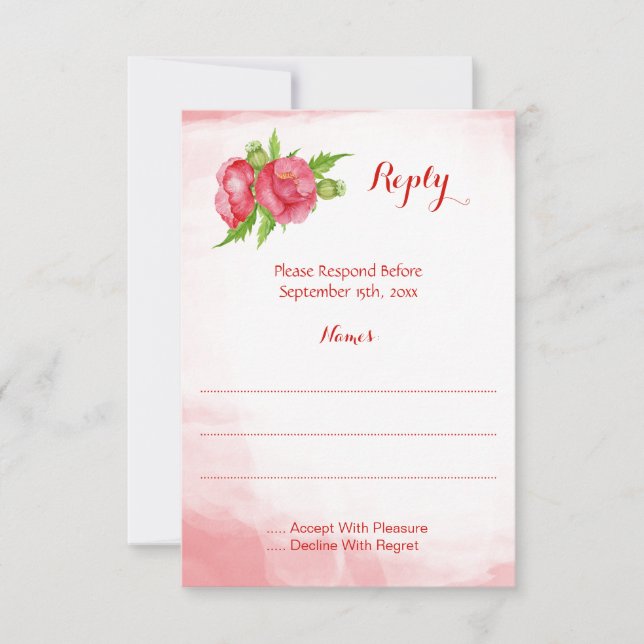 Poppy Watercolor Reply Cards (Front)