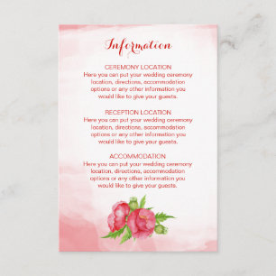 Poppy Watercolor Wedding Information Cards