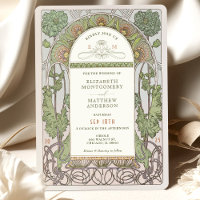 Poppy Wedding Invitations Art Nouveau by Mucha