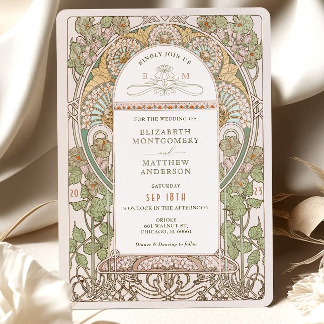 Poppy Wedding Invitations Art Nouveau by Mucha (Creator Uploaded)
