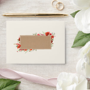 Poppy Wildflower Floral Cardstock Wedding Envelope
