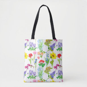 Poppy Wildflowers Watercolor Flowers Botanical Tote Bag