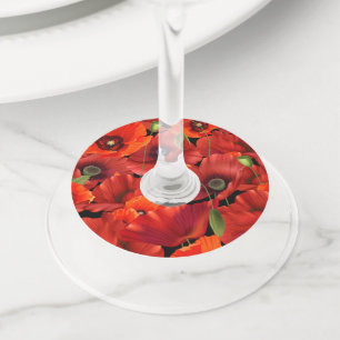 Poppy Wine Glass Tag