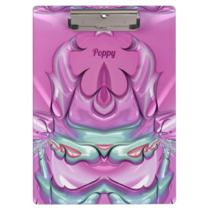 POPPY ~WOW! STRANGE! Pink Grey White and Cerise Clipboard
