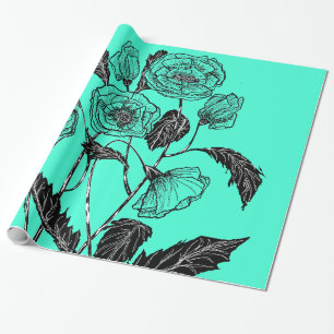 Poppy Wrapping Paper Turquoise - Choose Your Colou
