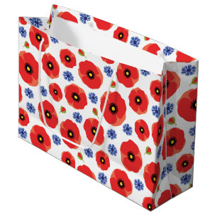 Poppys And Cornflowers Pattern Large Gift Bag