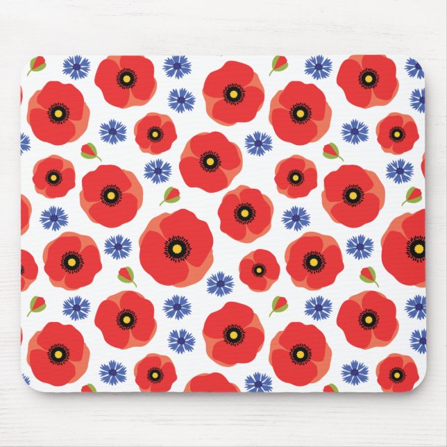 Poppys And Cornflowers Pattern Mouse Mat (Front)