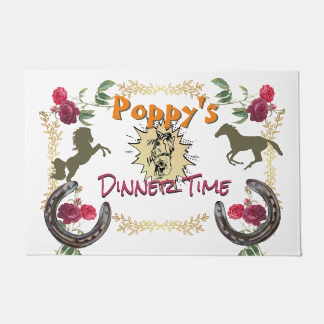 Poppy's dinner time horse food mat (Front)
