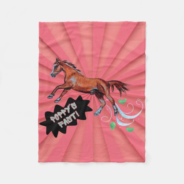 poppy's fast comic horse fleece blanket (Front)