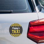 Poppy's Taxi | Funny Grandfather Car Magnet<br><div class="desc">Does grandpa pick up his grandkids at school or drive them to and from activities? Make his taxi status official with this funny car magnet featuring "Poppy's Taxi" in yellow and white lettering with checkered cab trim. Customize with his preferred grandfather nickname if desired.</div>