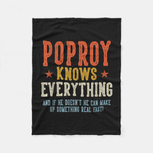 Poproy knows everything father's day retro vintage fleece blanket