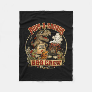 Pops a saurus bbq crew funny dinosaur dad gag joke fleece blanket