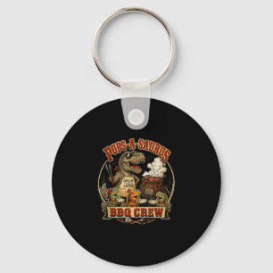 Pops a saurus bbq crew funny dinosaur dad gag joke key ring