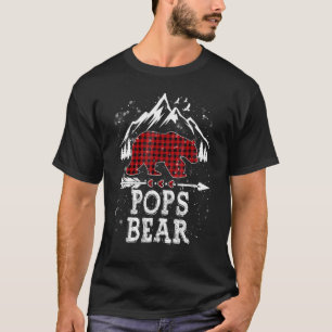 Pops Bear Christmas Pajama Plaid Buffalo Family T-Shirt