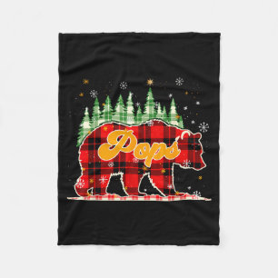 Pops Bear Christmas Red Black Plaid Family Matchin Fleece Blanket