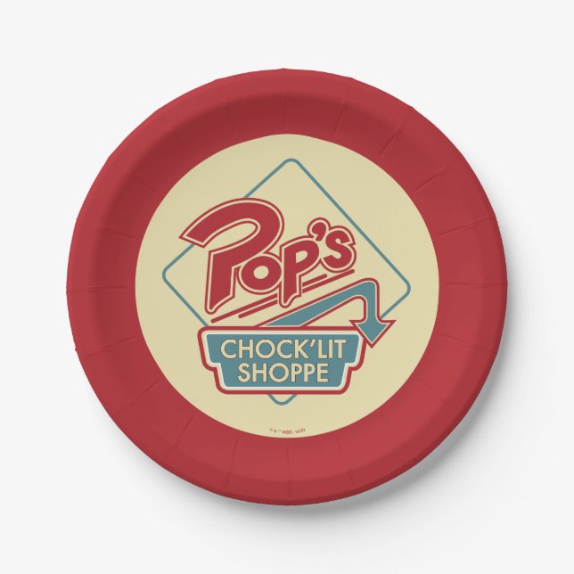 Pop's Chock'Lit Shoppe Red Logo Paper Plate (Front)