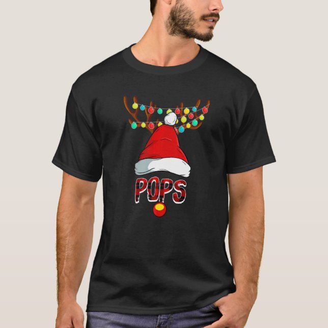 Pops Deer Matching Family Christmas Costume Reinde T-Shirt (Front)