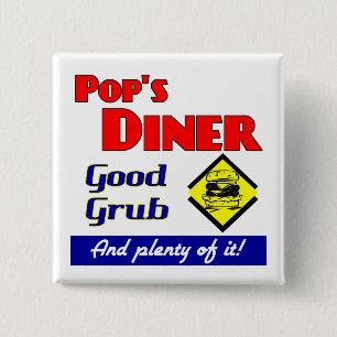 Pops Diner Kitchen Art Button