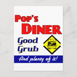 Pops Diner Kitchen Art Postcard