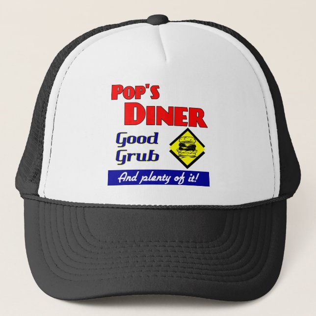 Pops Diner Retro Kitchen Art Saying Hat (Front)