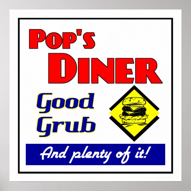 Pop's Diner Retro Restaurant Print (Front)