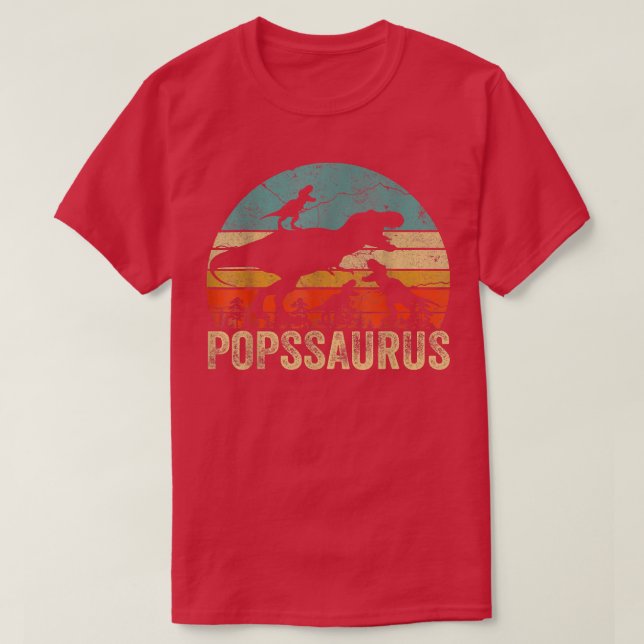Pops Dinosaur Popssaurus 3 Two kids Christmas Fath T-Shirt (Design Front)