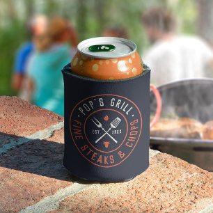 Pop's Grill Personalised Year Established Can Cooler