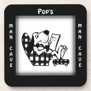 Pops Man Cave Personalised Square Coasters