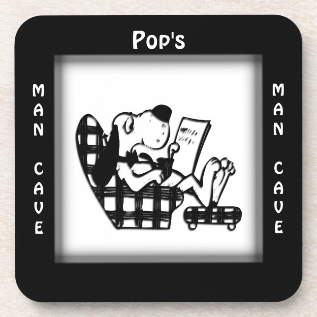 Pops Man Cave Personalised Square Coasters (Front)