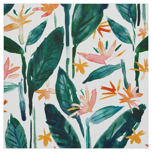 POPS OF BOPs Bird of Paradise Watercolor Tropical Fabric (Swatch)
