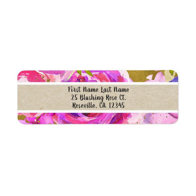 Pops Of Pink Purple Gold Modern Trendy Floral Chic (Front)