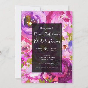 Pops of Pink & Purple Vibrant Floral Bridal Shower Invitation