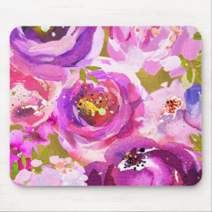 Pops of Pink & Purple Vibrant Floral  Mouse Mat