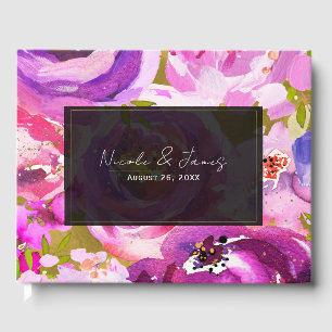 Pops of Pink & Purple Vibrant Floral Wedding Guest Book