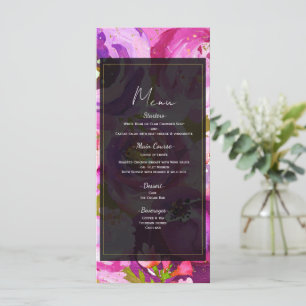 Pops of Pink & Purple Vibrant Floral Wedding Menu