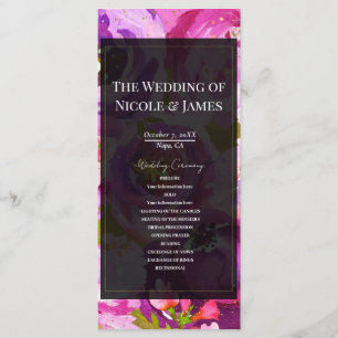 Pops of Pink Purple Vibrant Floral Wedding Program Programme