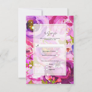 Pops of Pink & Purple Vibrant Floral Wedding RSVP