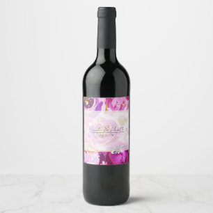 Pops of Pink & Purple Vibrant Floral Wedding Wine Label