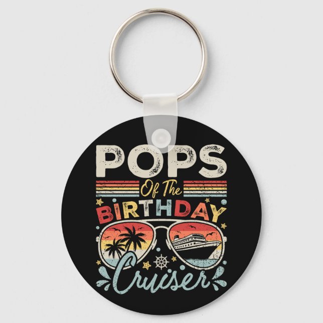 Pops of the Birthday Cruiser Vacation Circle Key Ring (Front)