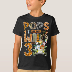 Pops of the wild three 3rd birthday boy safari T-Shirt